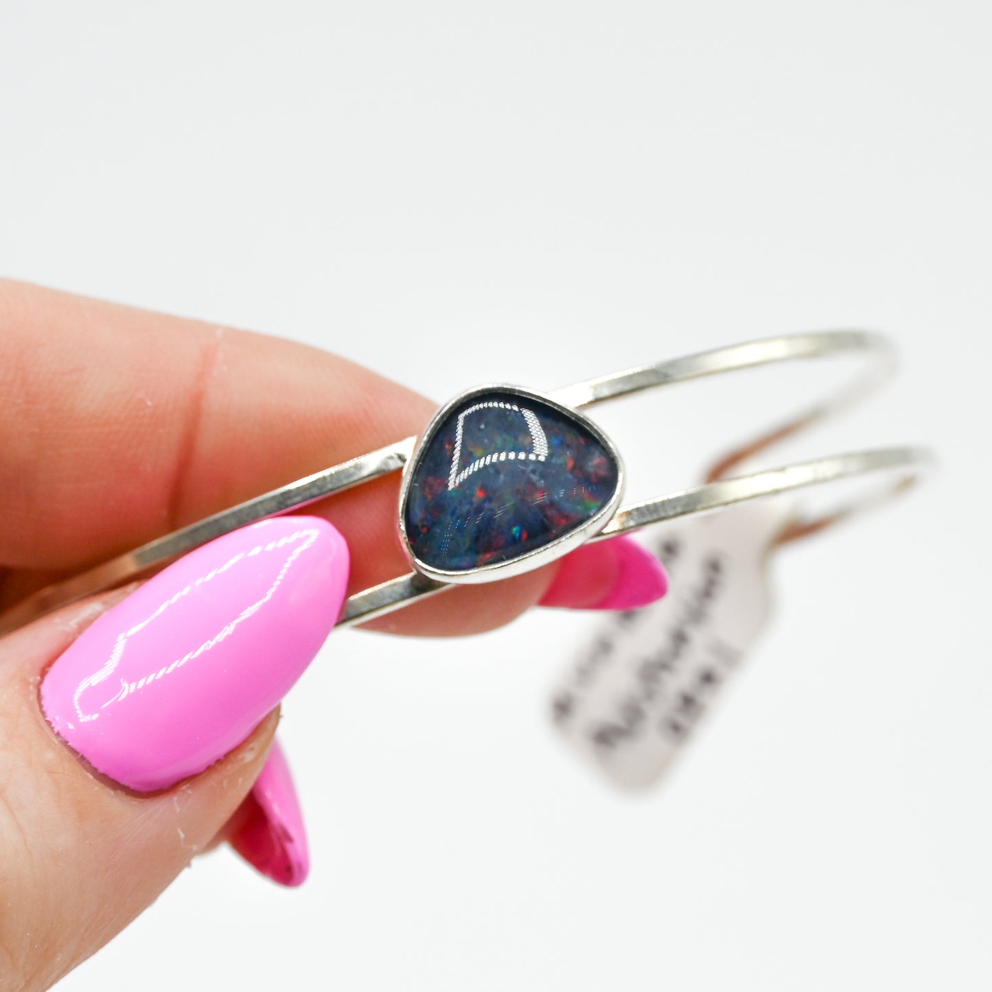 Sterling silver double cuff with Australian opal