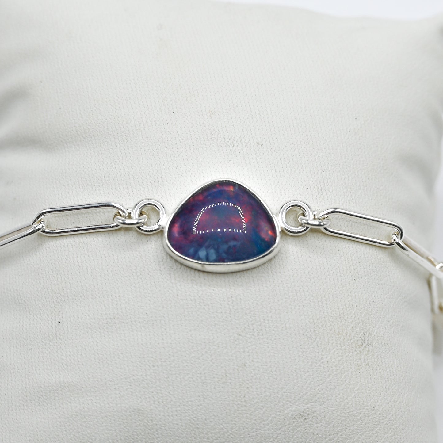 Australian opal paperclip chain bracelet