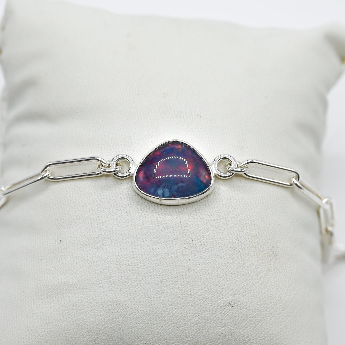 Australian opal paperclip chain bracelet