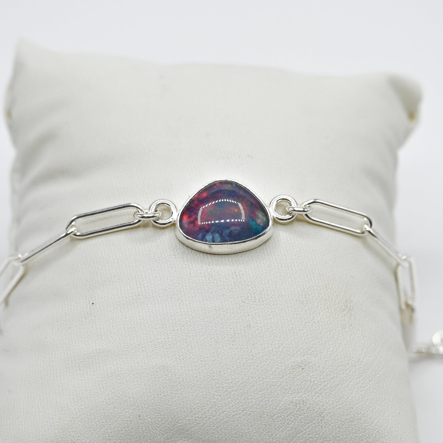 Australian opal paperclip chain bracelet