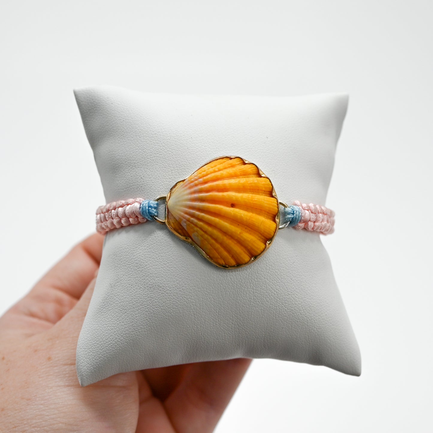 Gold fill Hawaiian sunrise shell macrame bracelet