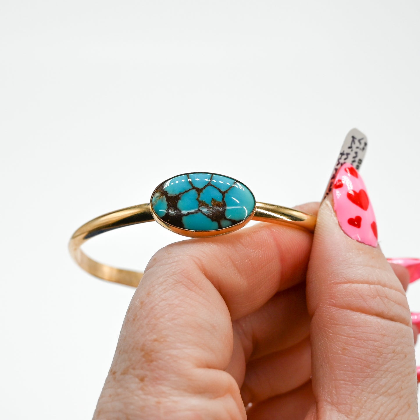 Gold fill xl vintage spiderweb kingman turquoise cuff