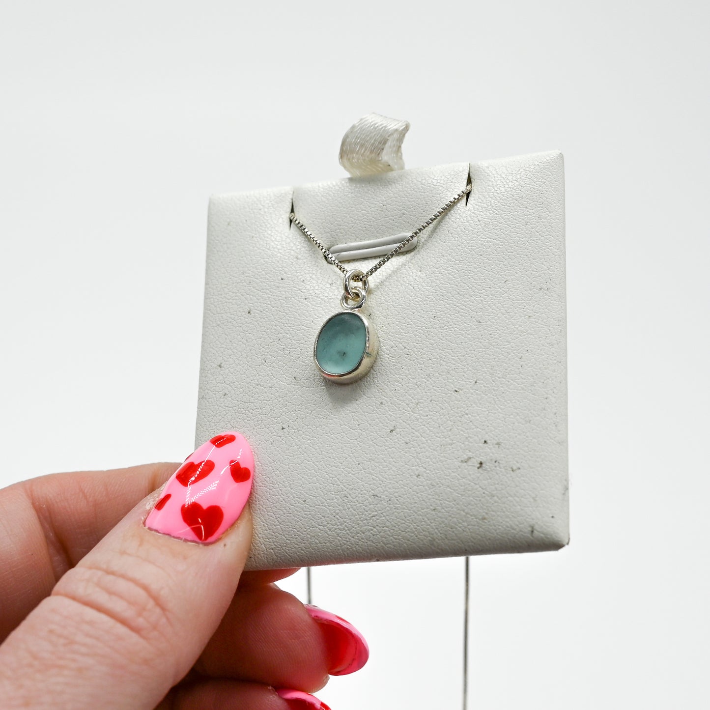 Aqua sea glass necklace