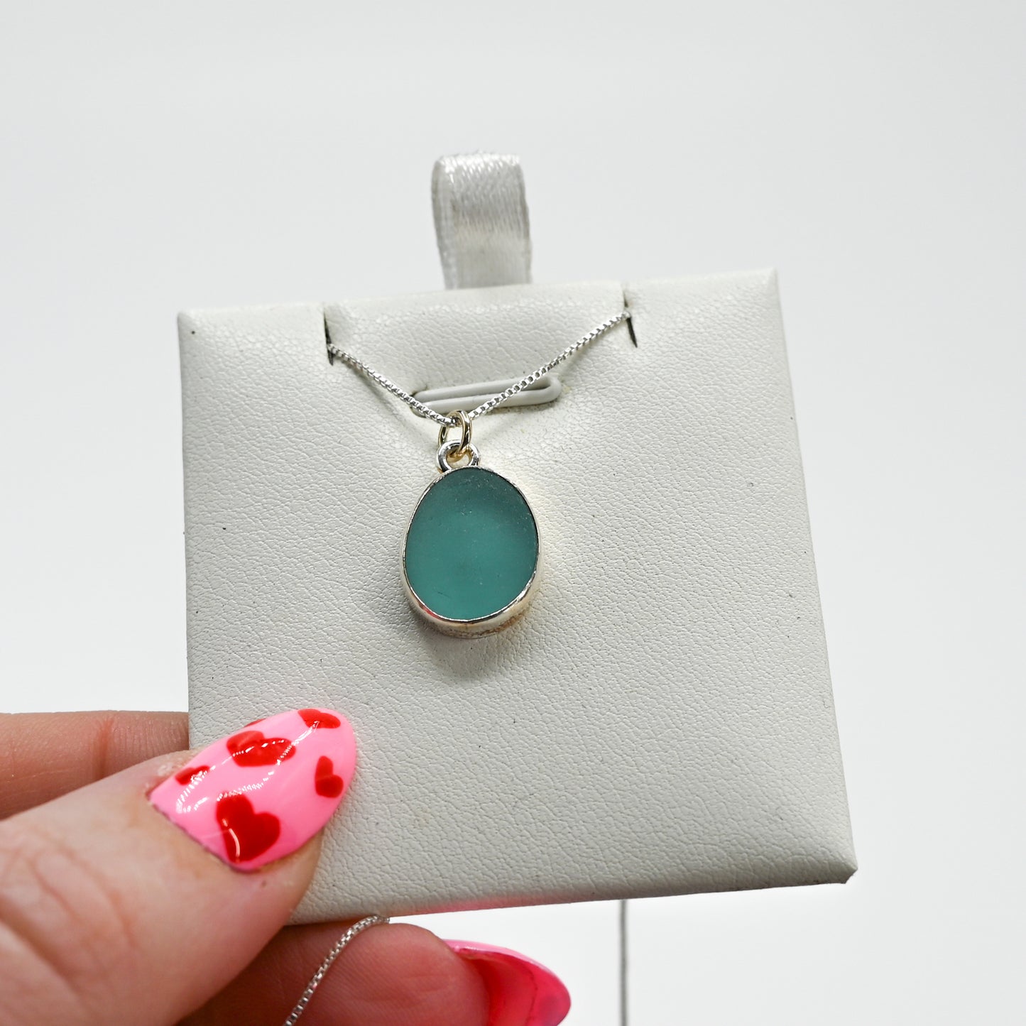 Aqua sea glass necklace