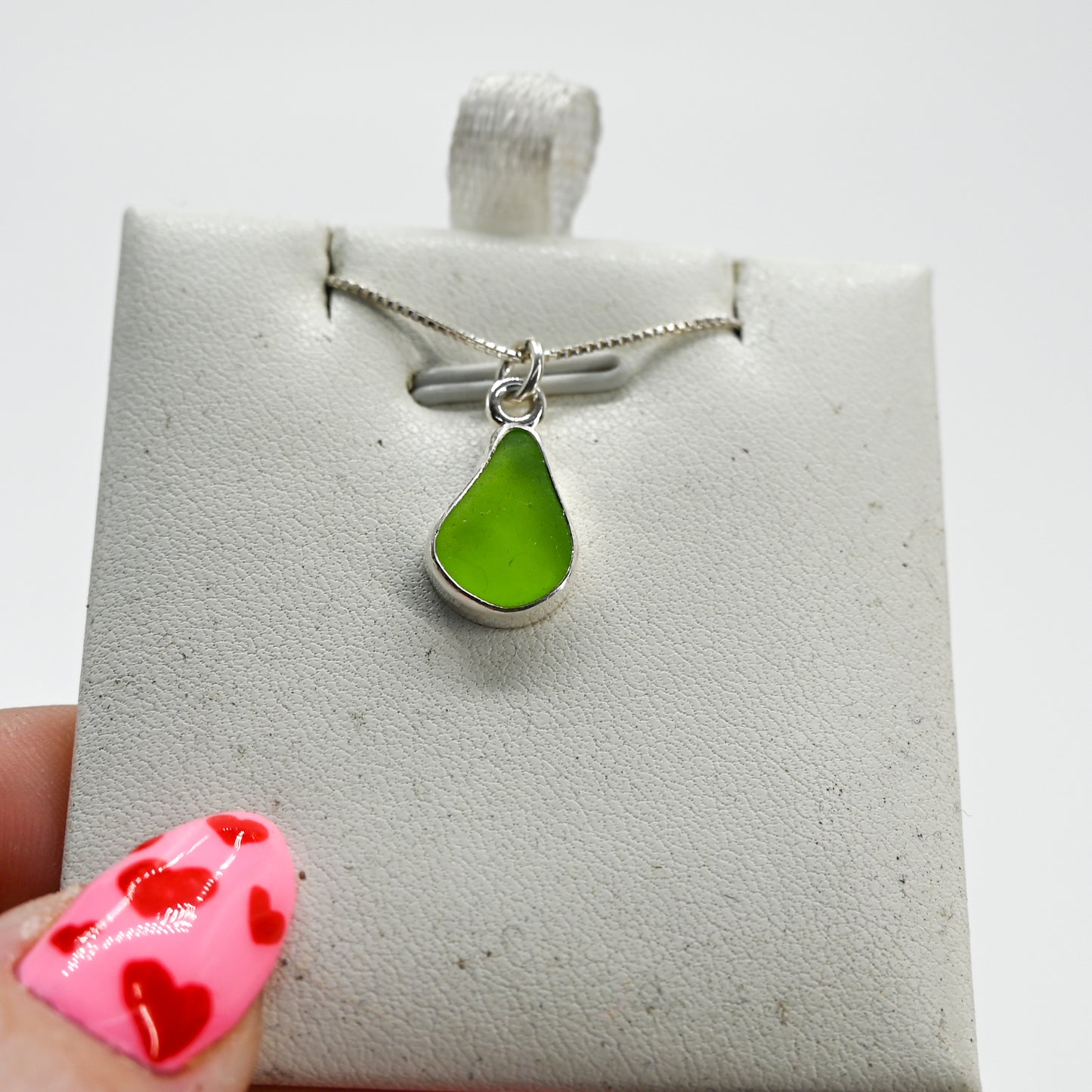 Lime green sea glass necklace