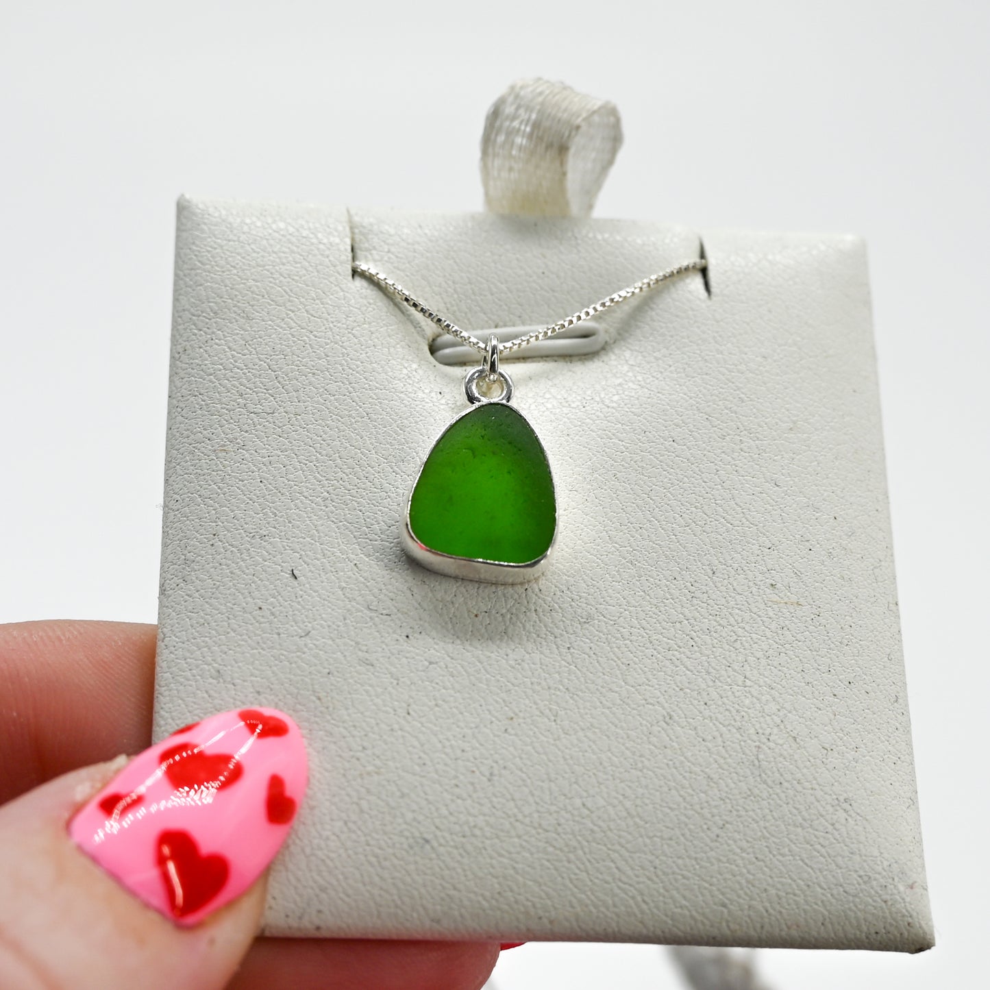 Green sea glass necklace