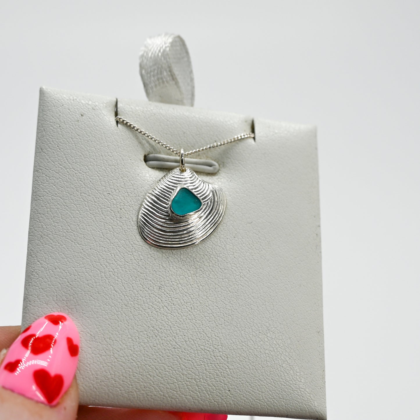 Caribbean sea glass shell necklace