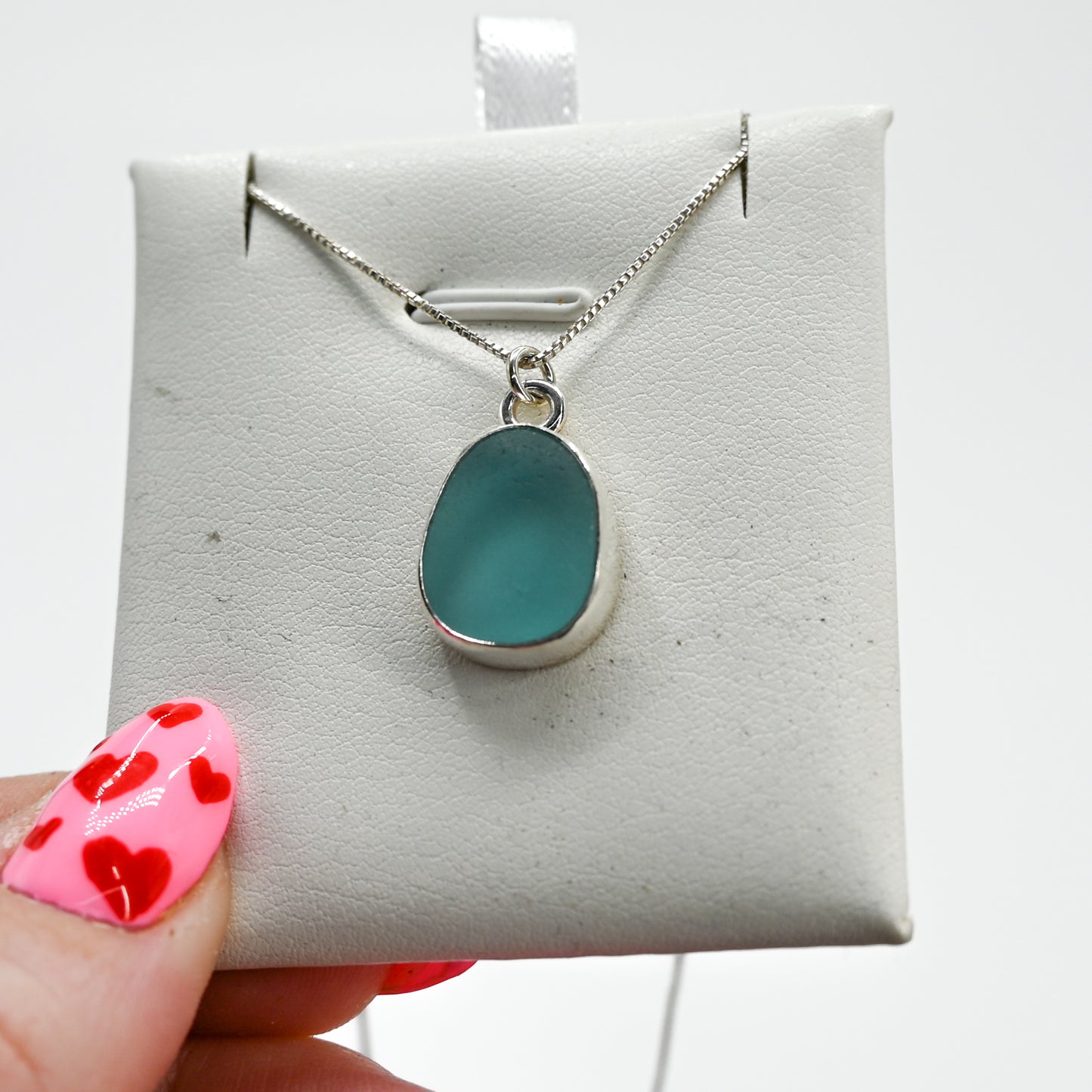 Aqua sea glass necklace