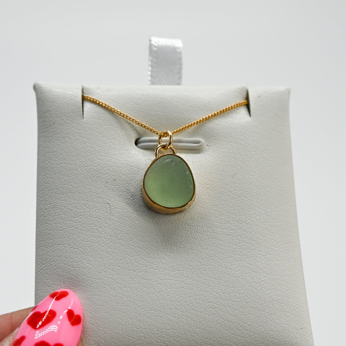 Gold fill sea foam sea glass necklace