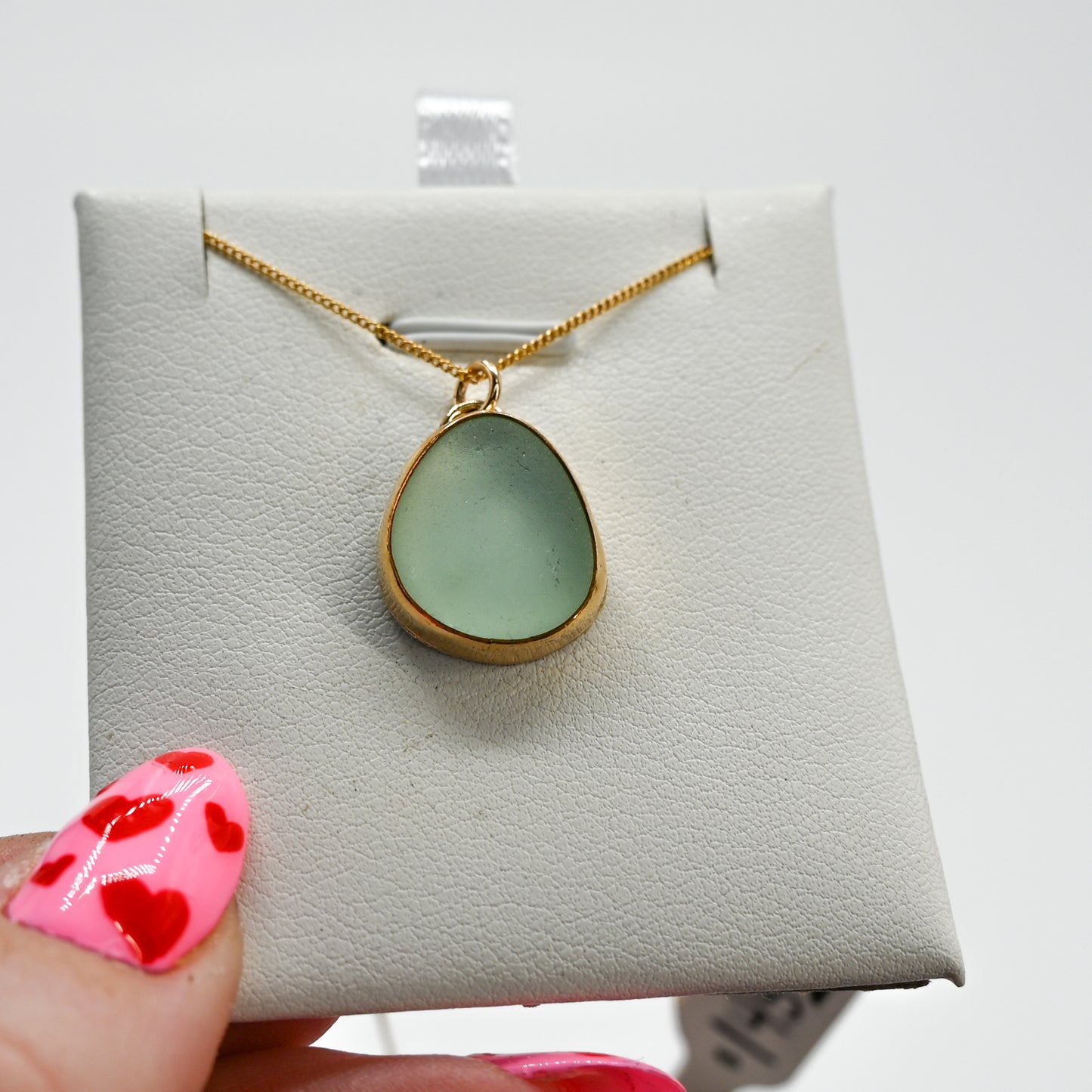 Gold fill sea foam sea glass necklace