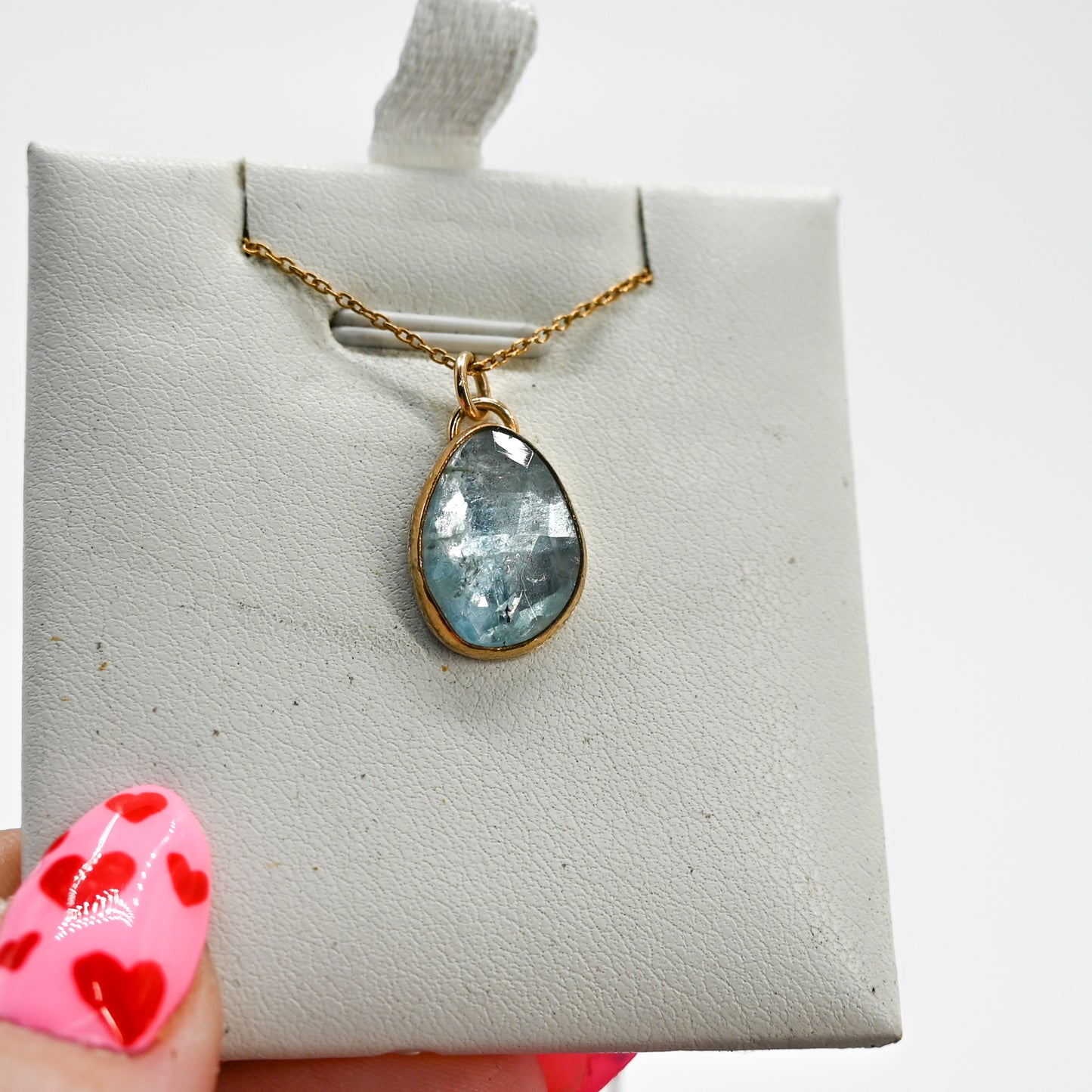 Gold fill rose cut aquamarine necklace