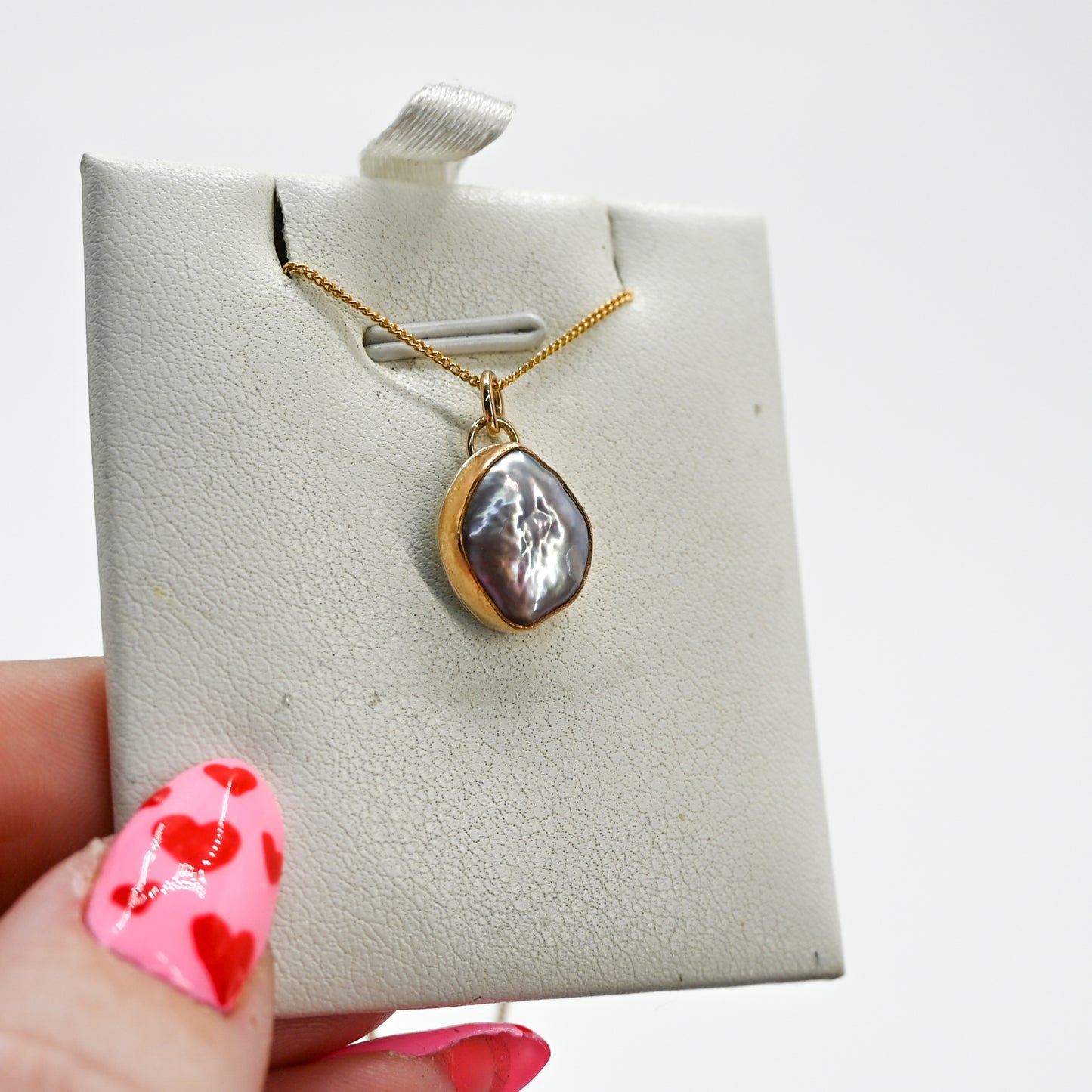 Gold fill purple lustrous keshi pearl necklace