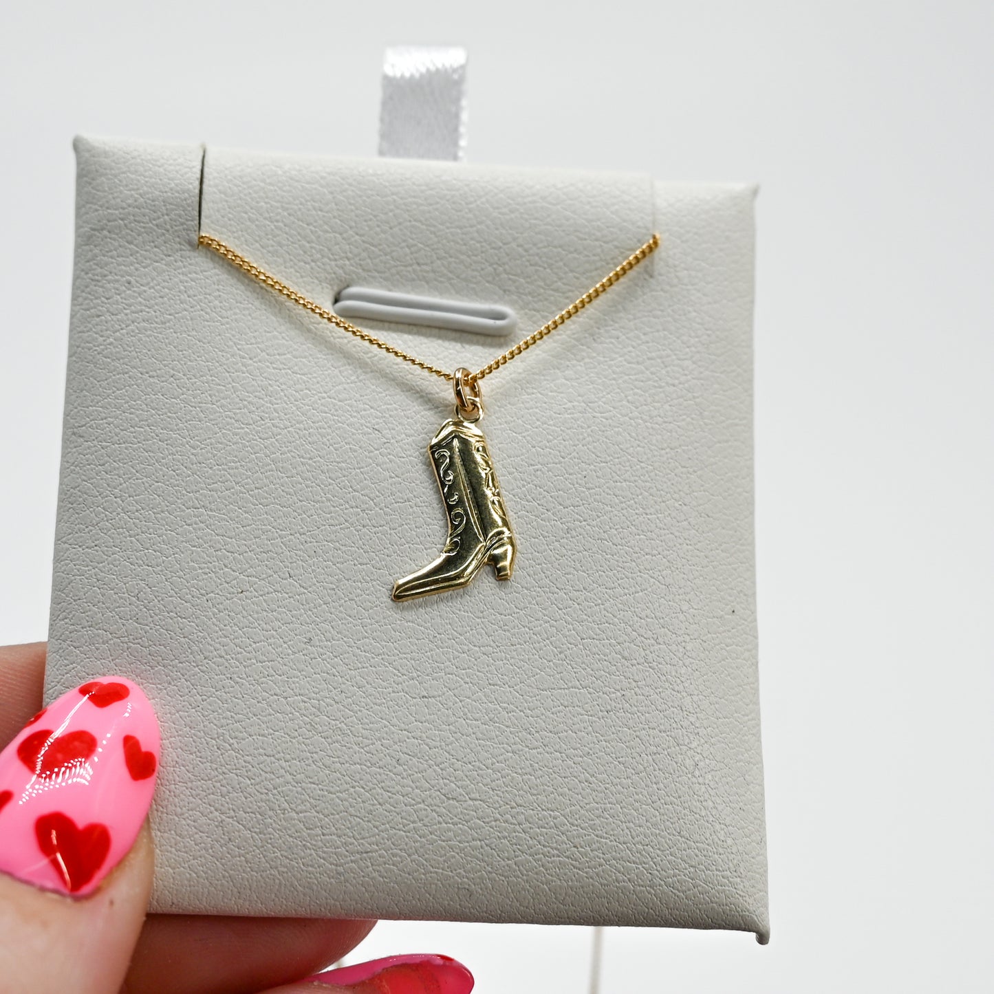 Gold fill cowboy boot charm necklace