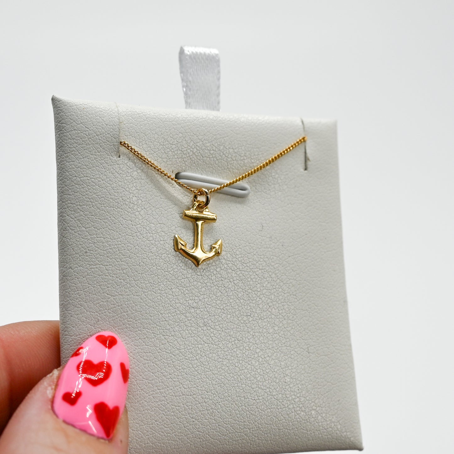 Gold fill anchor charm necklace