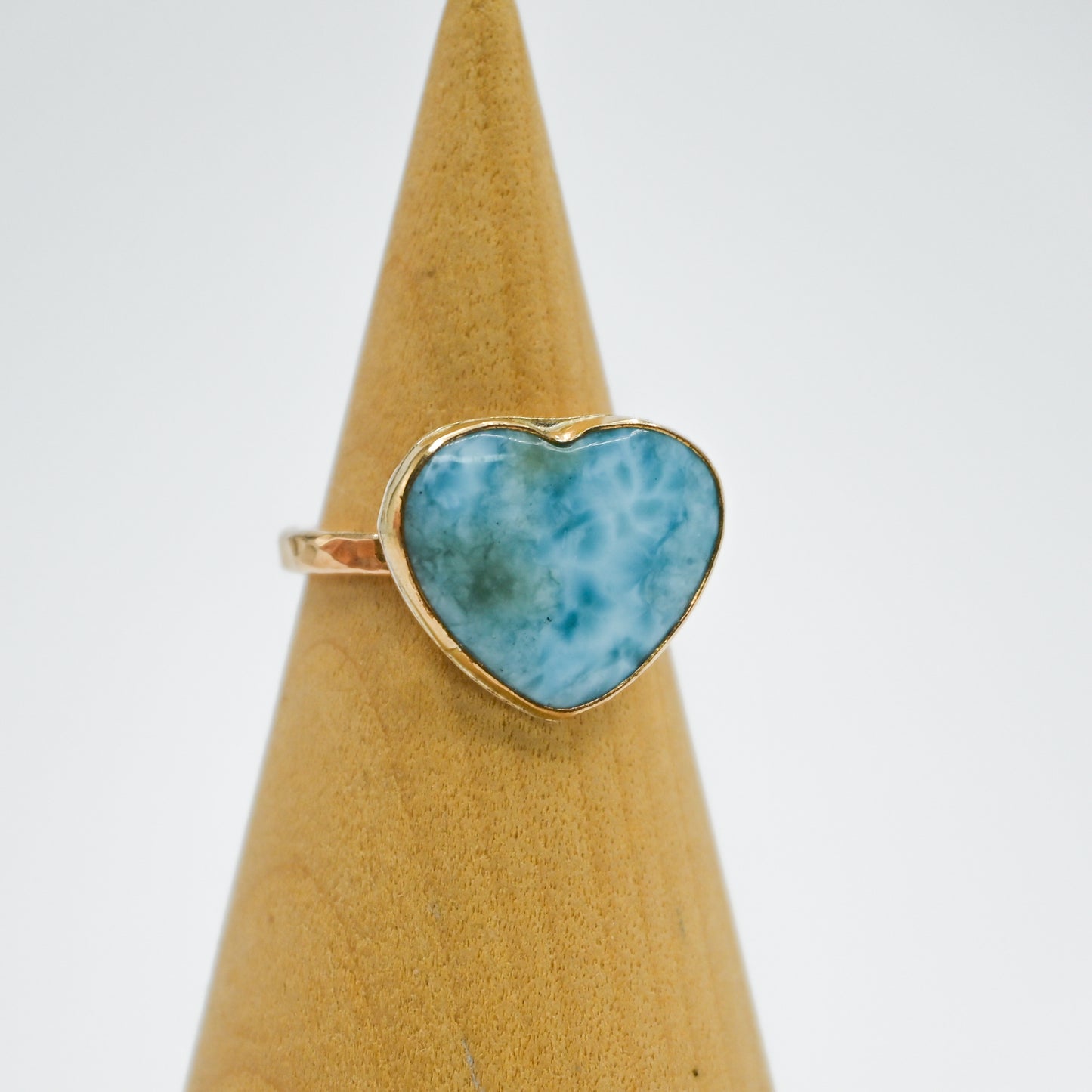 Gold fill xl heart larimar size 7