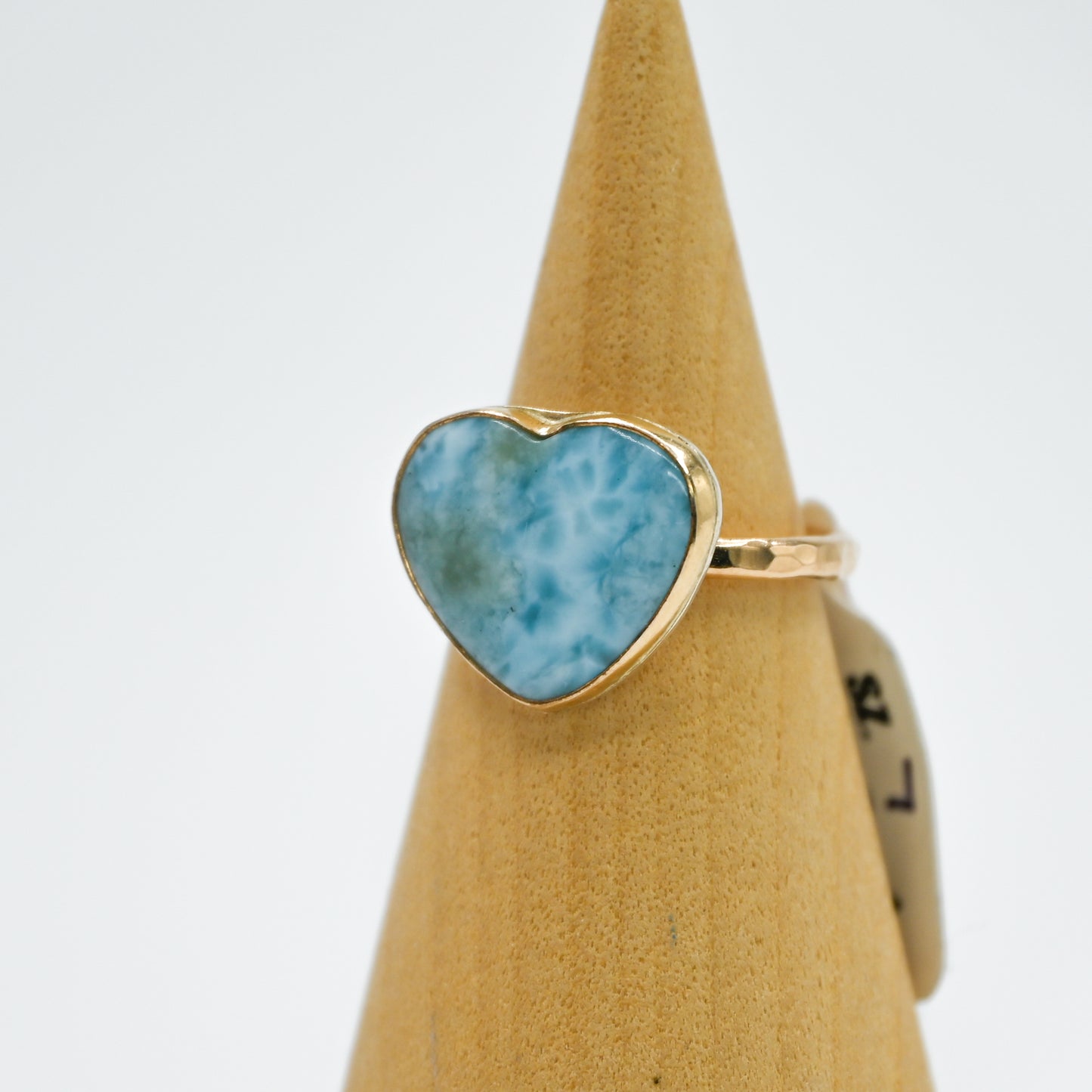 Gold fill xl heart larimar size 7