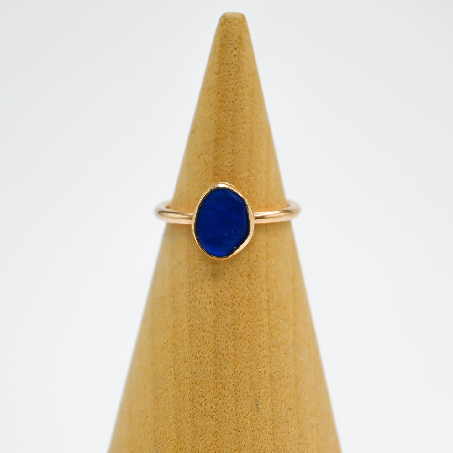 Gold fill cobalt sea glass size 4