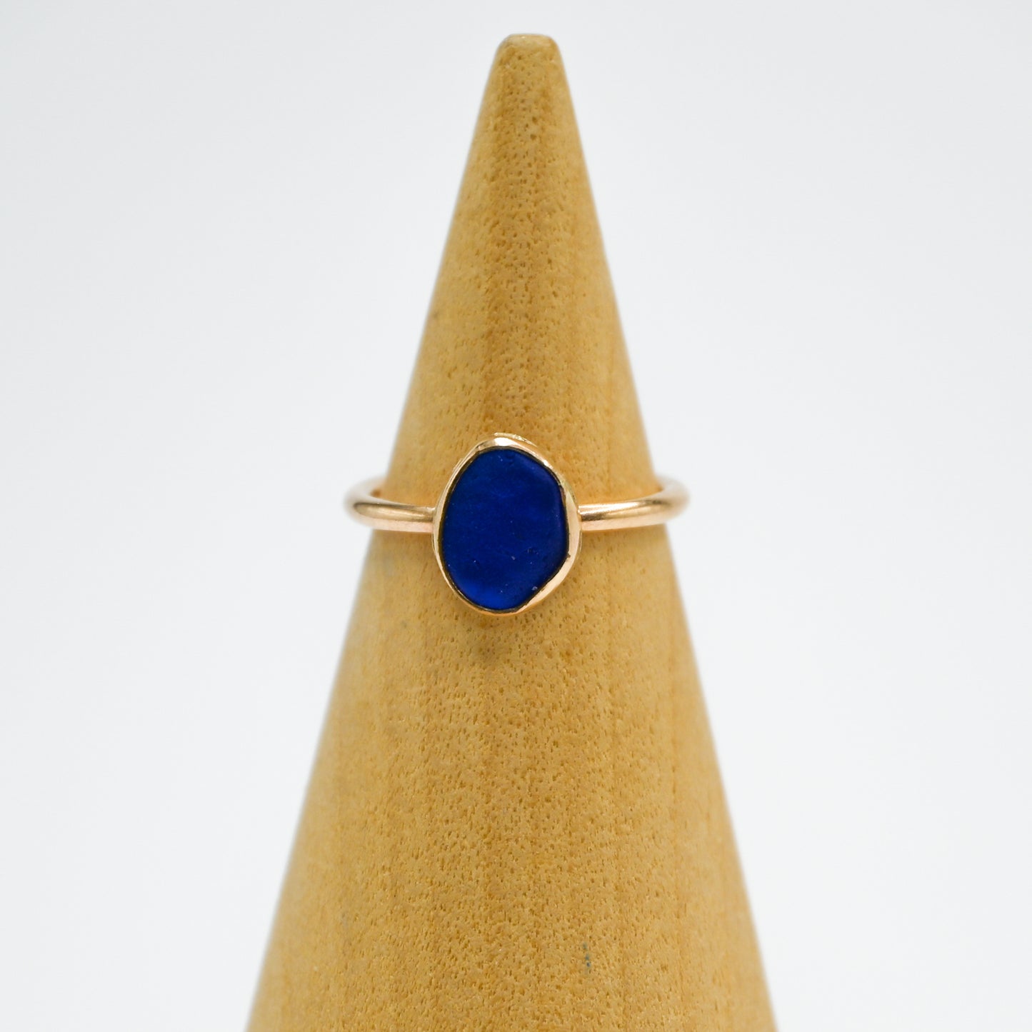 Gold fill cobalt sea glass size 4
