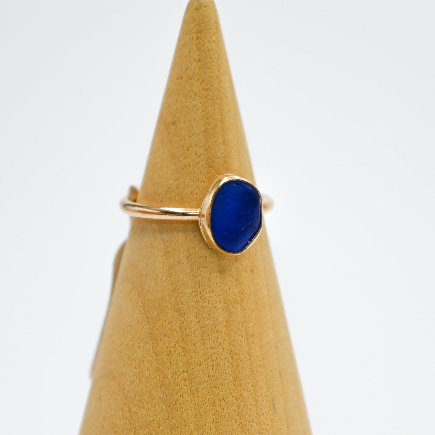 Gold fill cobalt sea glass size 4