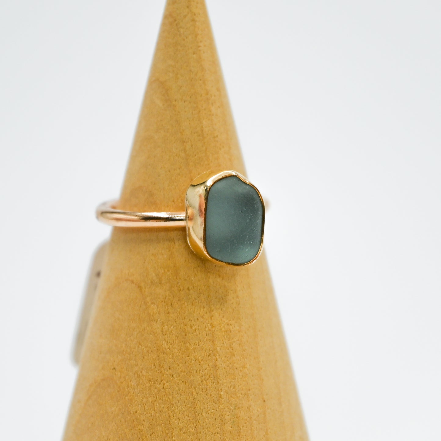 Gold fill gray sea glass size 7
