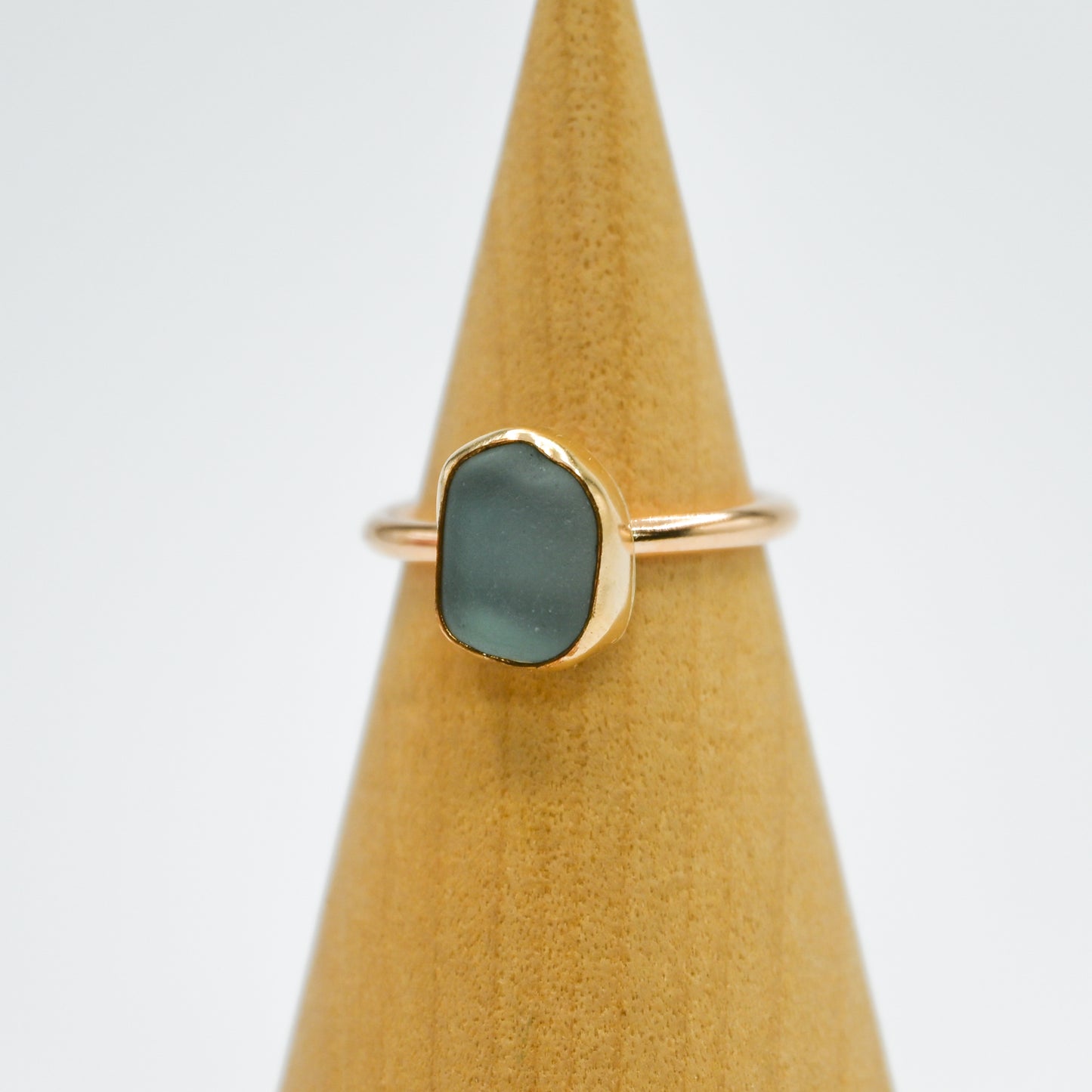 Gold fill gray sea glass size 7