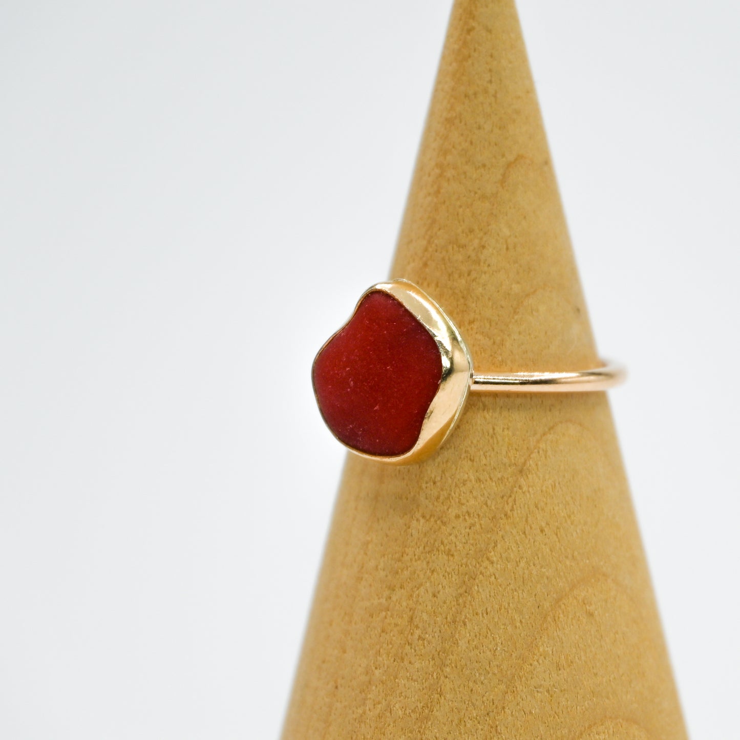 Gold fill red orange rare sea glass size 7