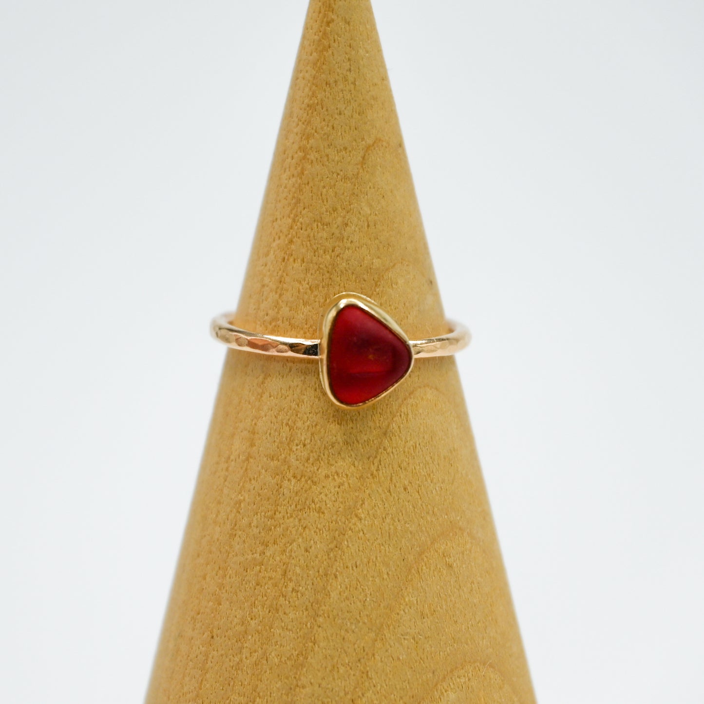 Gold fill rare bright red sea glass size 7