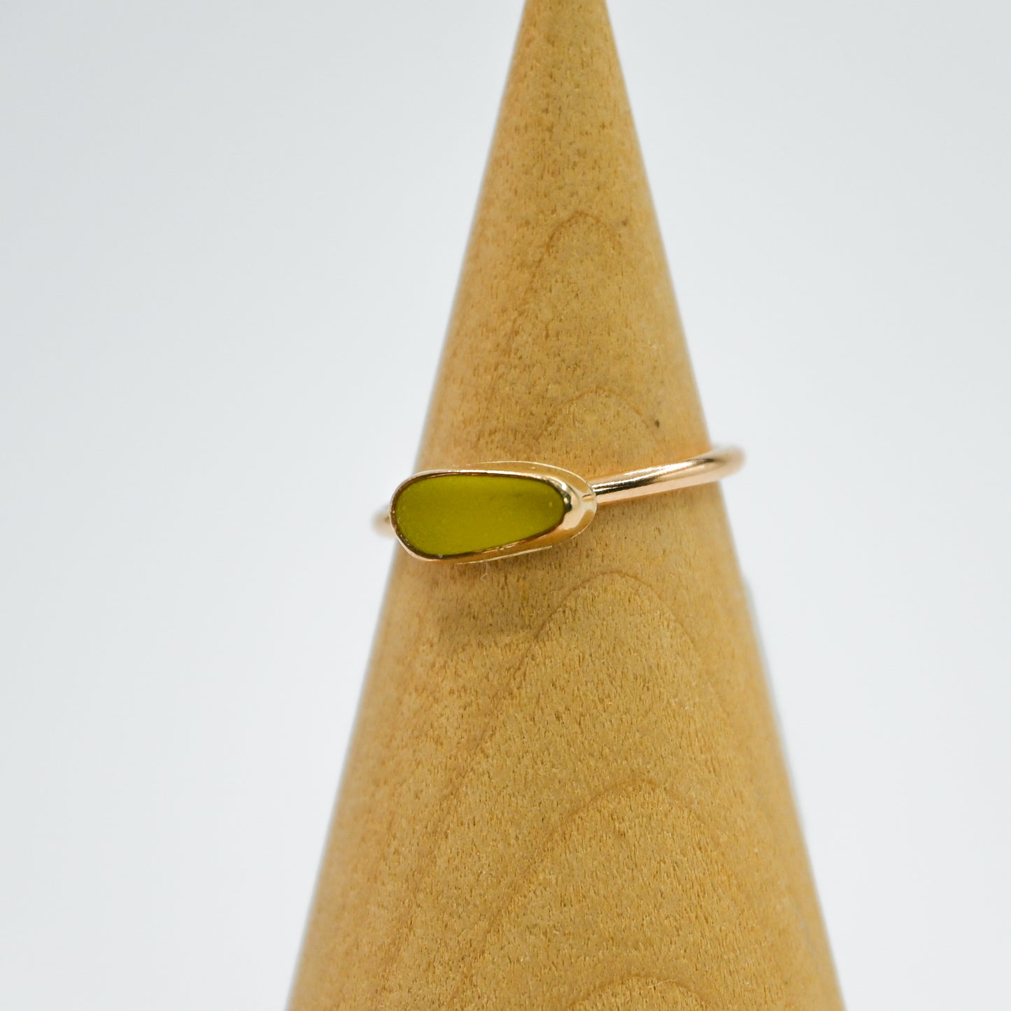 Gold fill horizontal yellow sea glass size 7