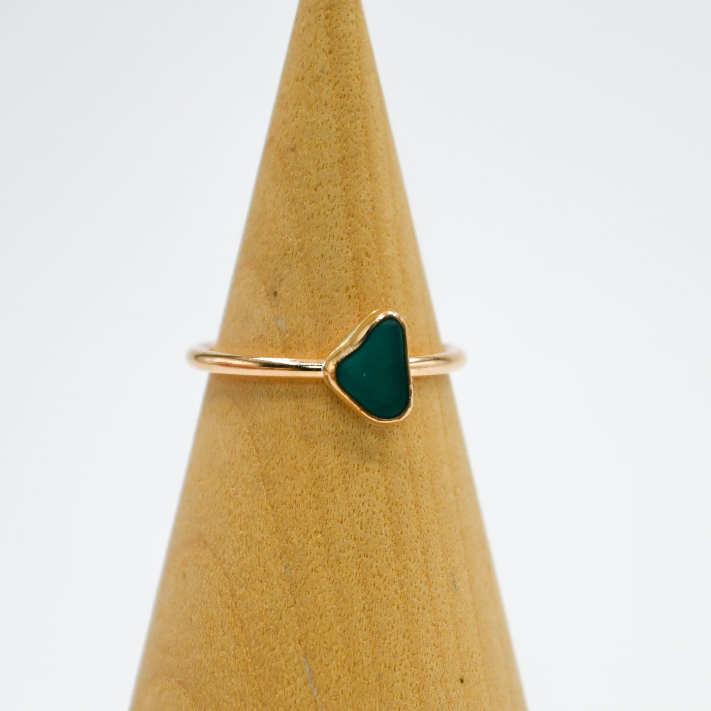 Gold fill teal sea glass size 7.5