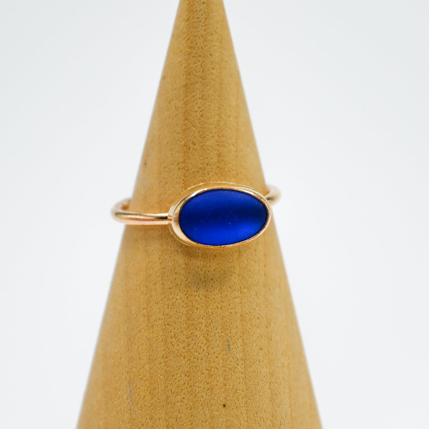 Gold fill horizontal cobalt sea glass size 7.75