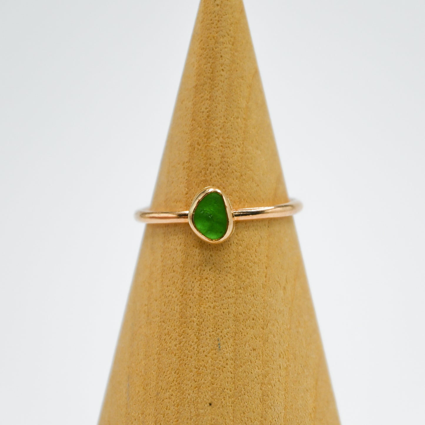 Gold fill green sea glass size 8