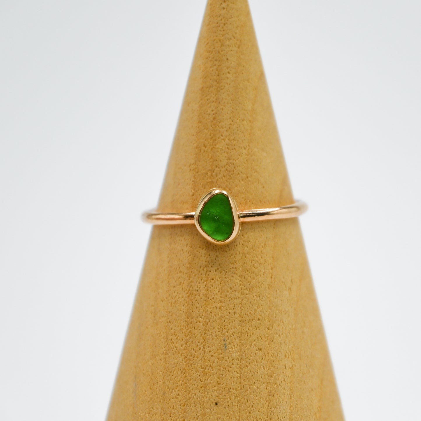 Gold fill green sea glass size 8