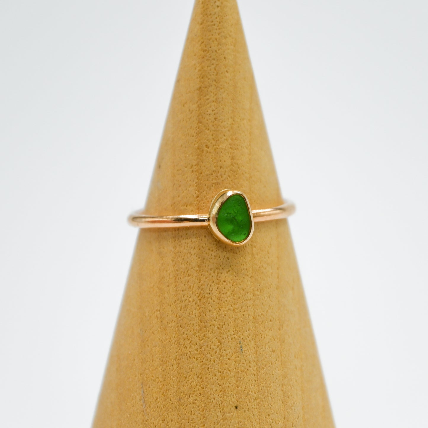 Gold fill green sea glass size 8