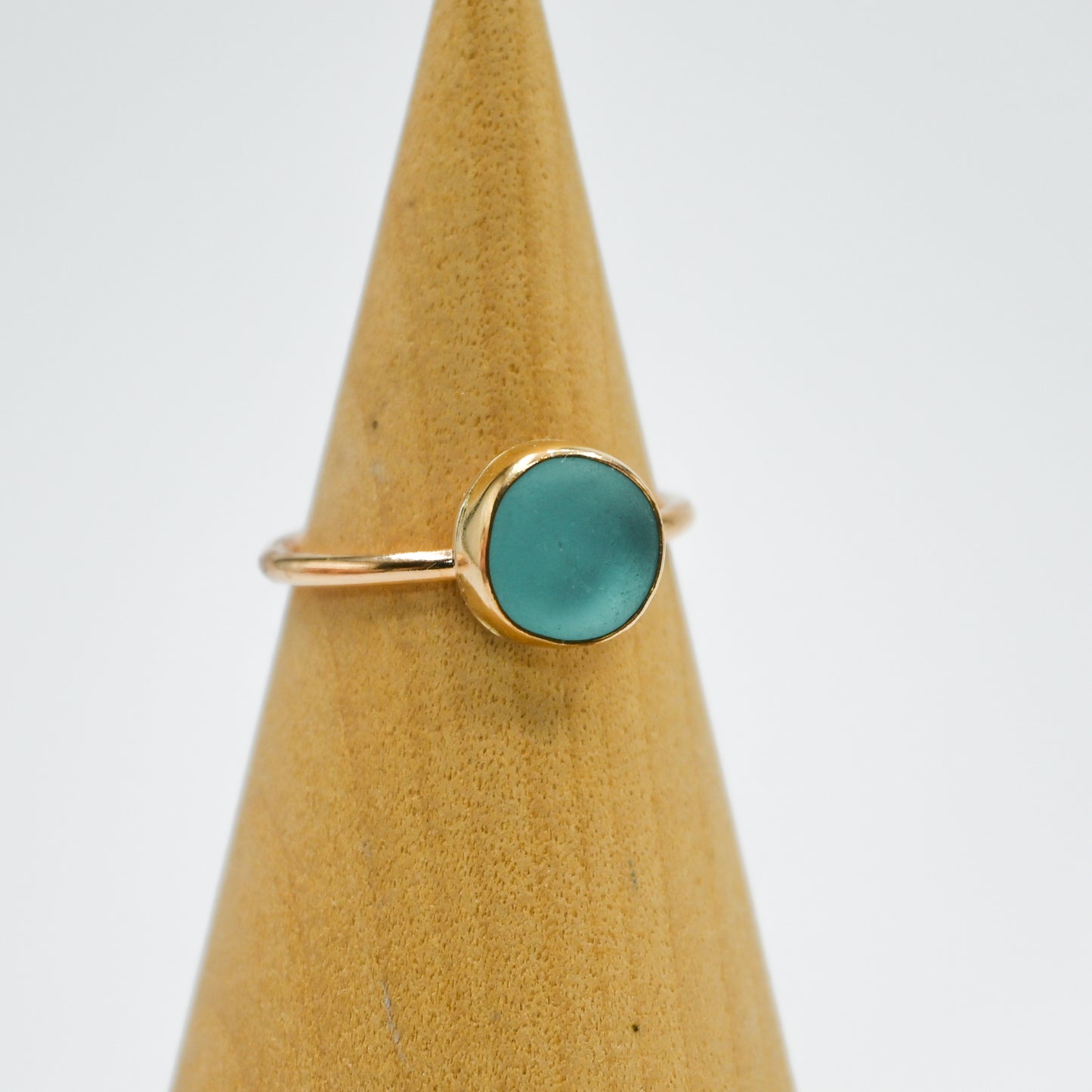 Gold fill aqua sea glass size 8