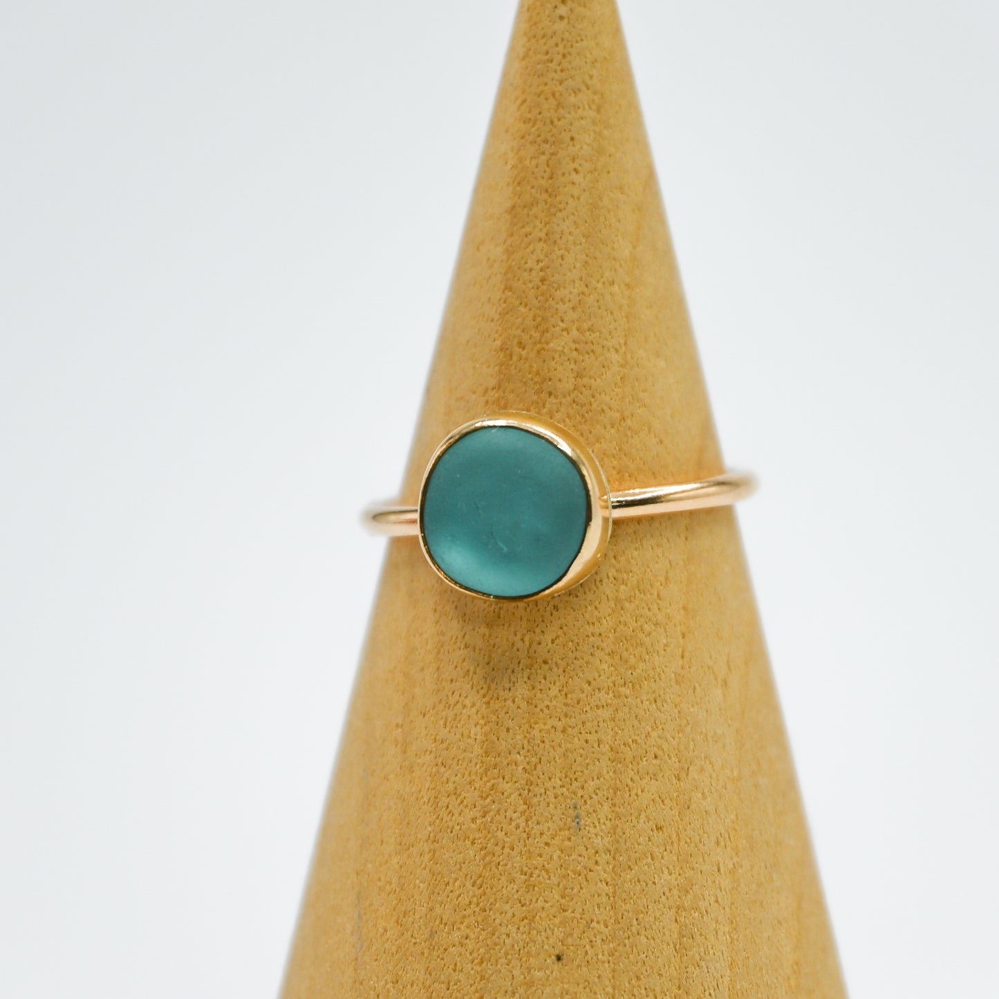 Gold fill aqua sea glass size 8