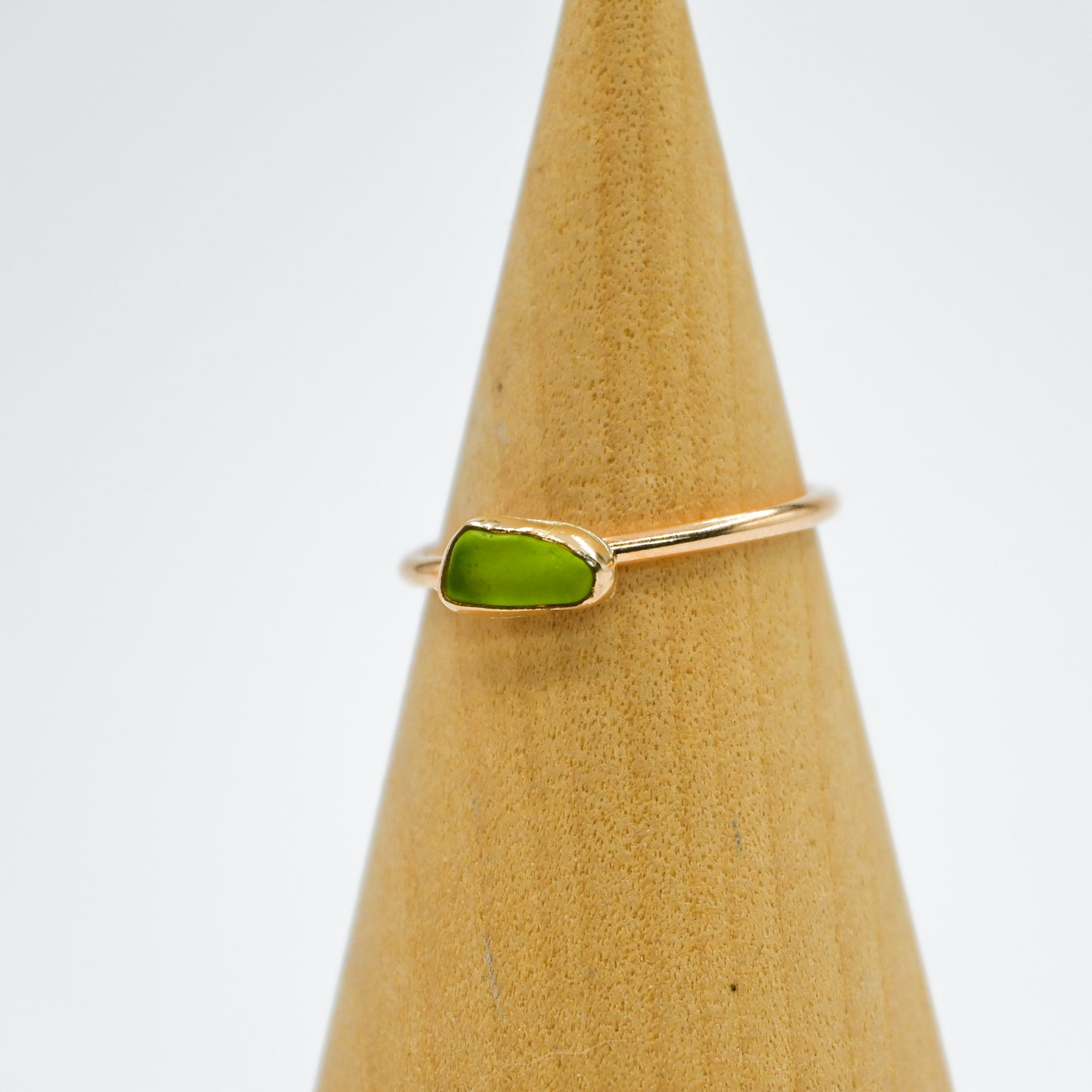 Gold fill lime green sea glass size 9