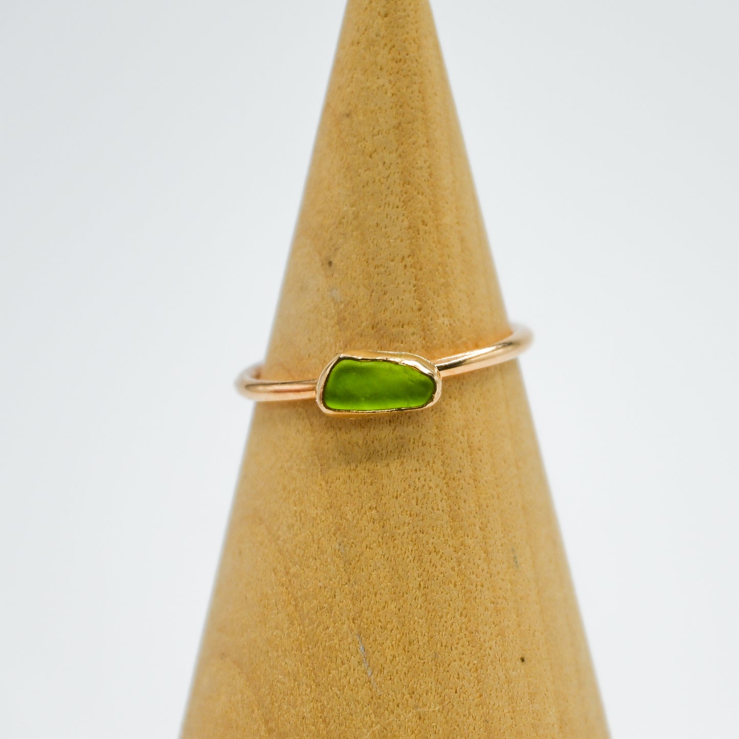 Gold fill lime green sea glass size 9