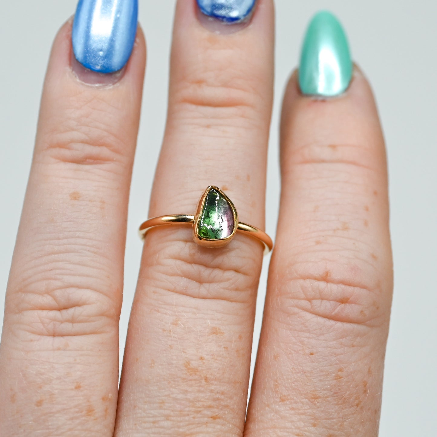 Gold fill watermelon tourmaline size 6.5