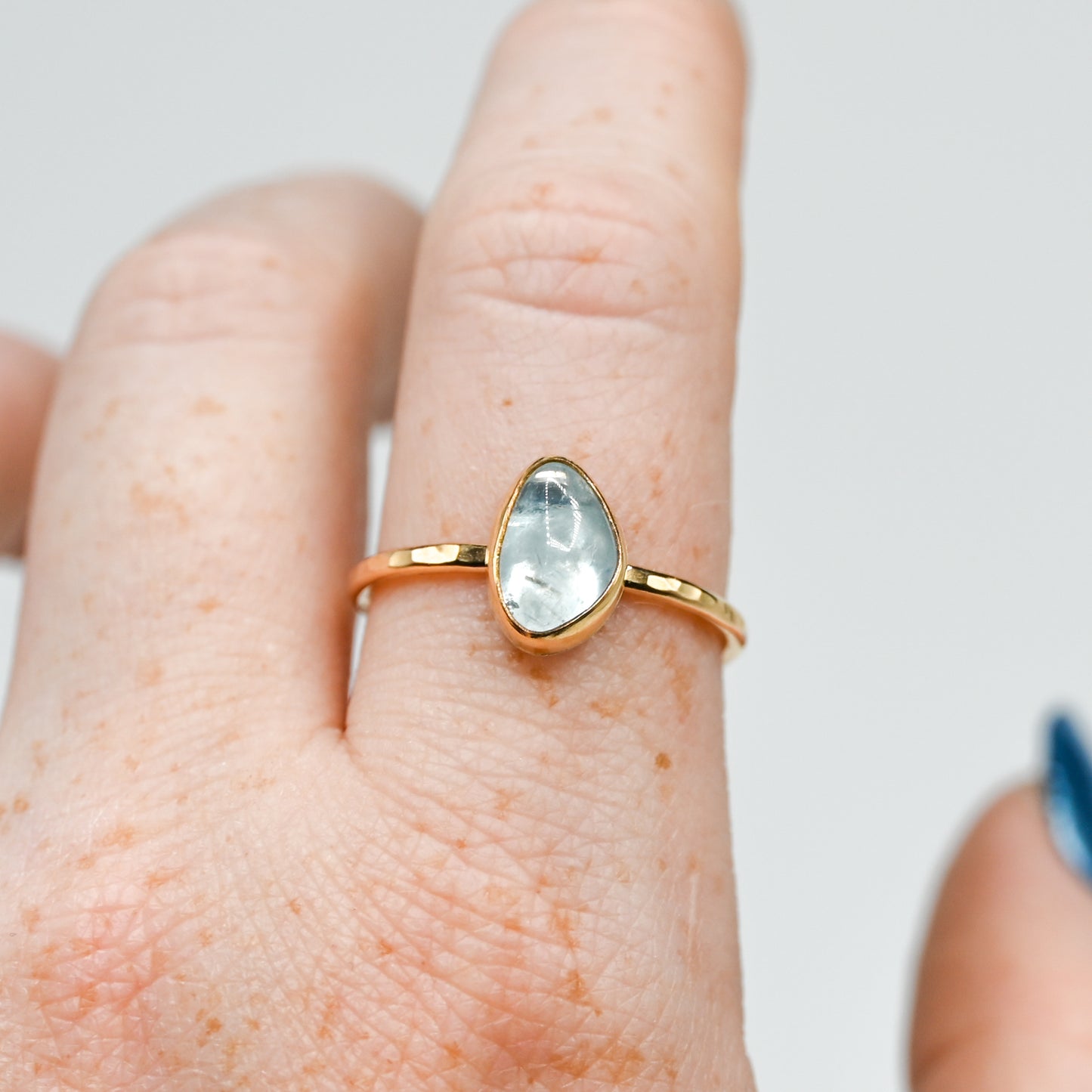 Gold fill aquamarine size 10.25