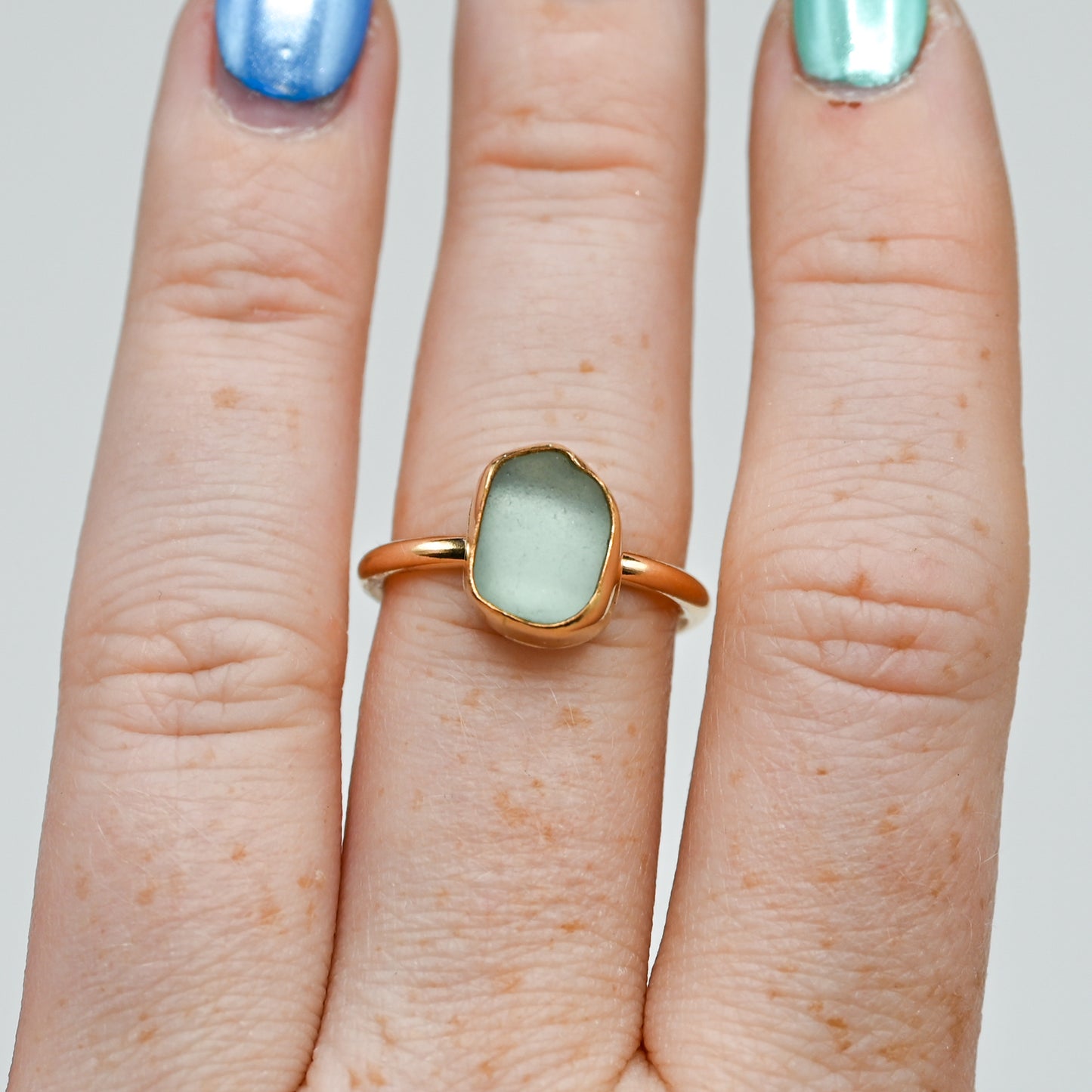 Gold fill gray sea glass size 7