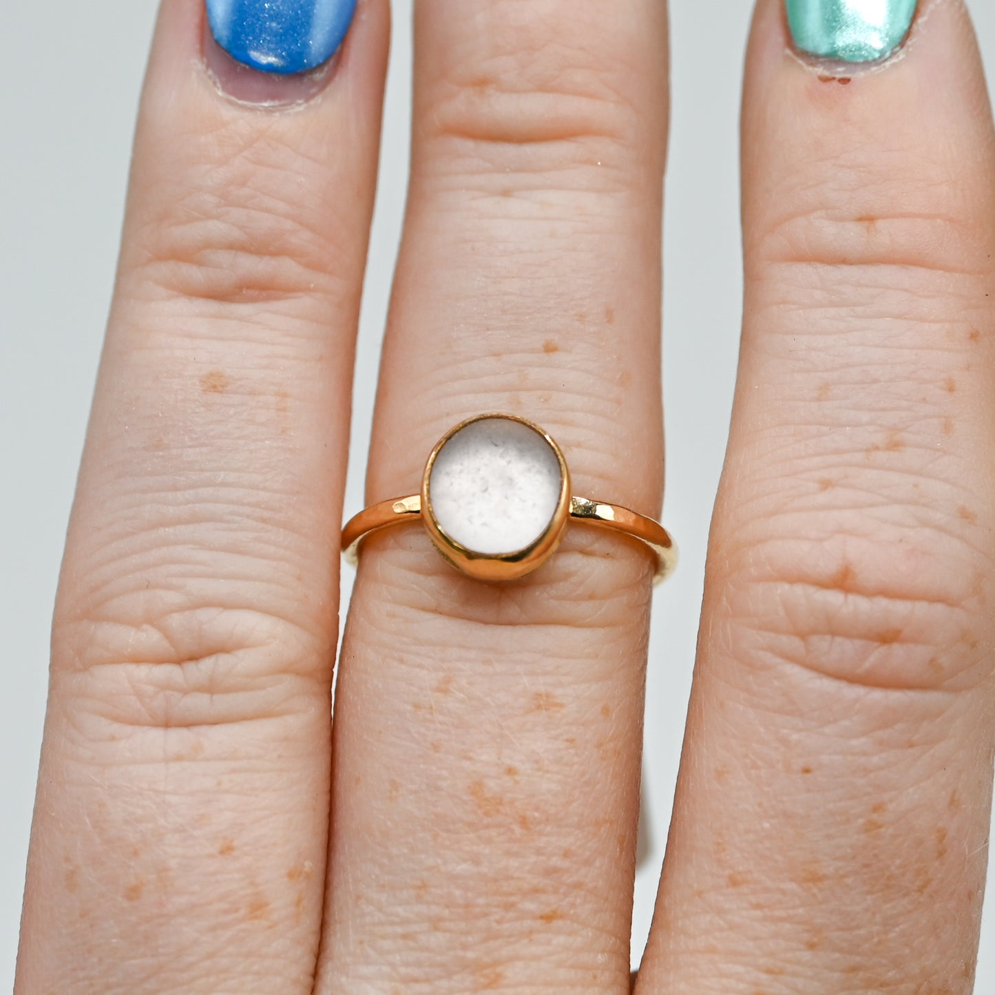 Gold fill lavender sea glass size 7