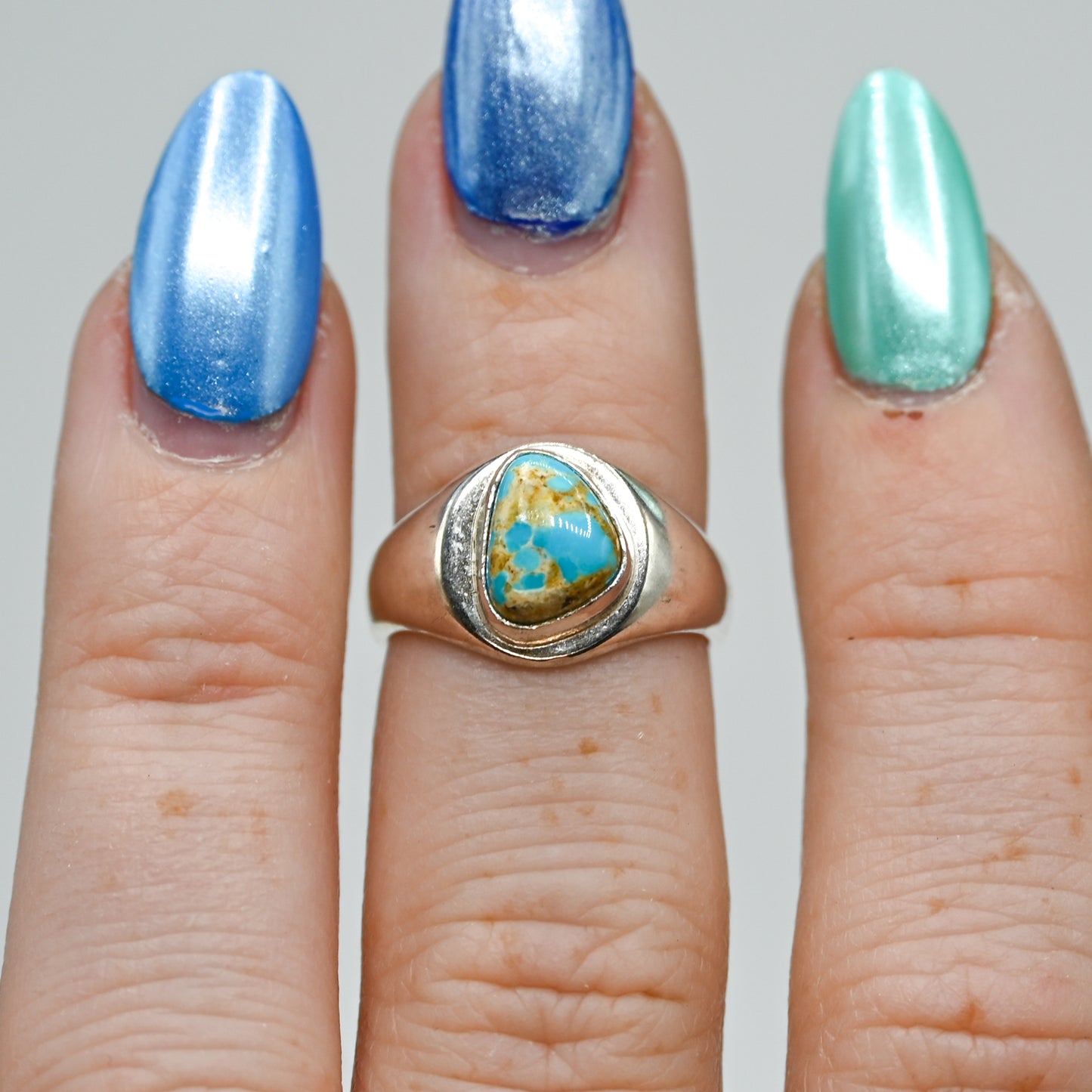 Signet ring with az south hill turquoise size 5
