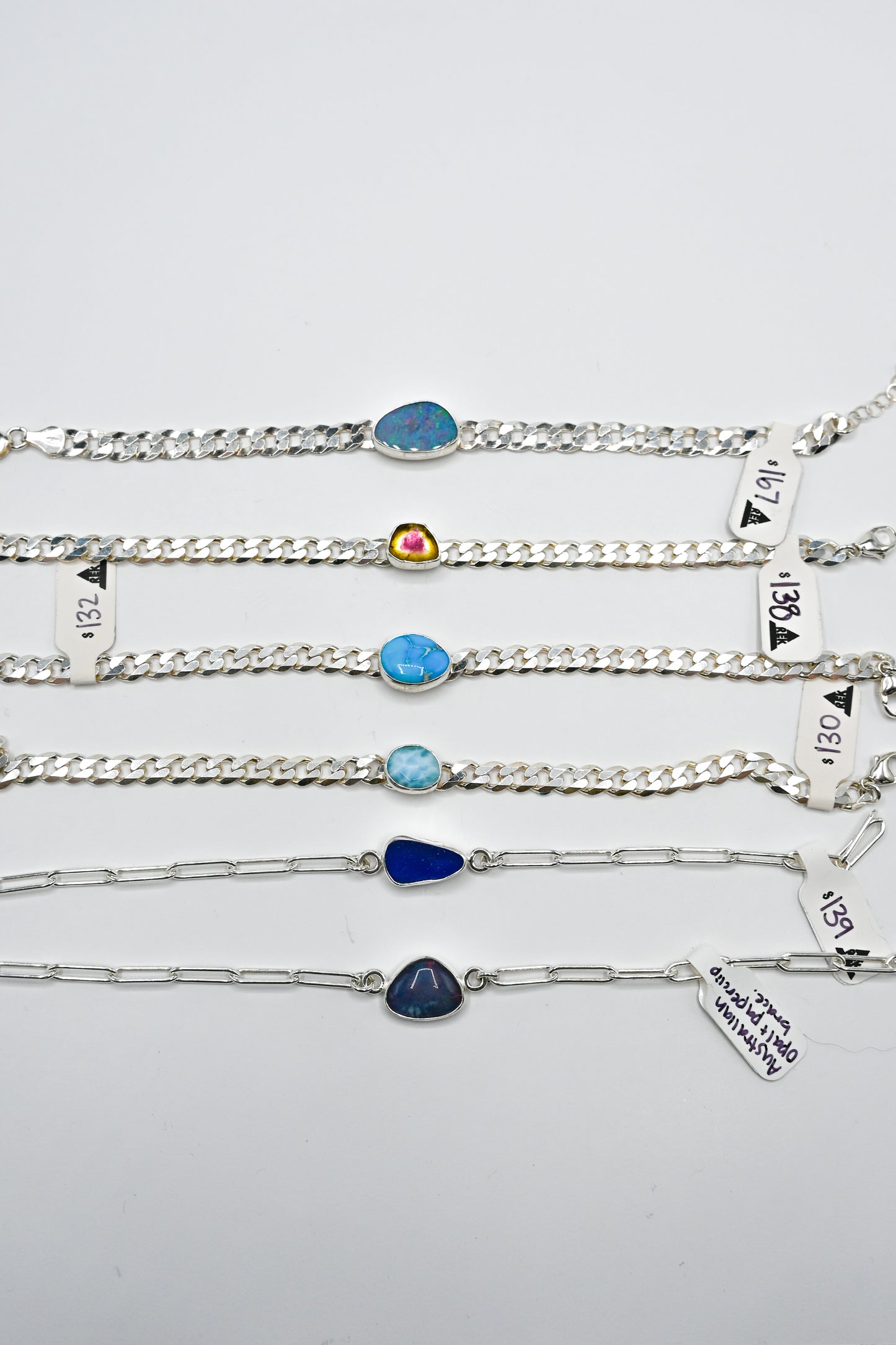 Watermelon tourmaline curb bracelet