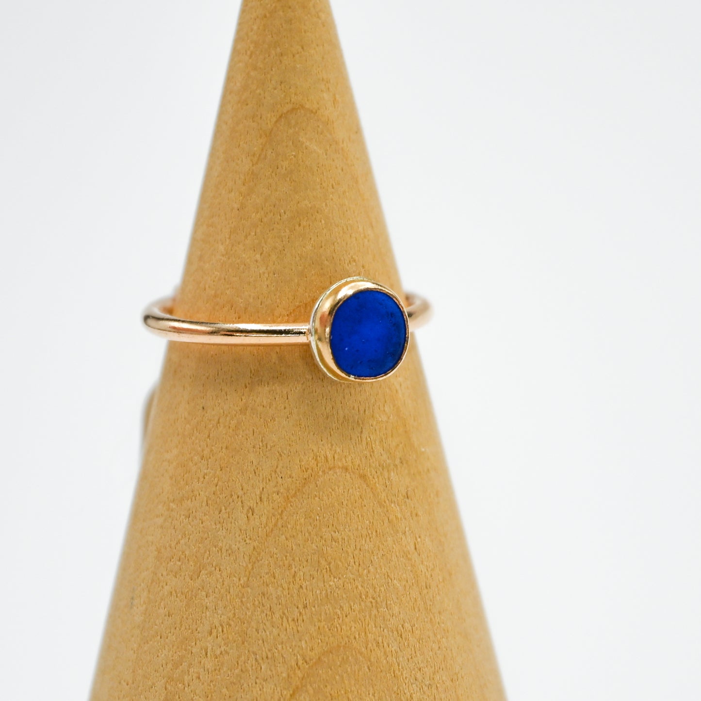 Gold fill cobalt sea glass size 6.25