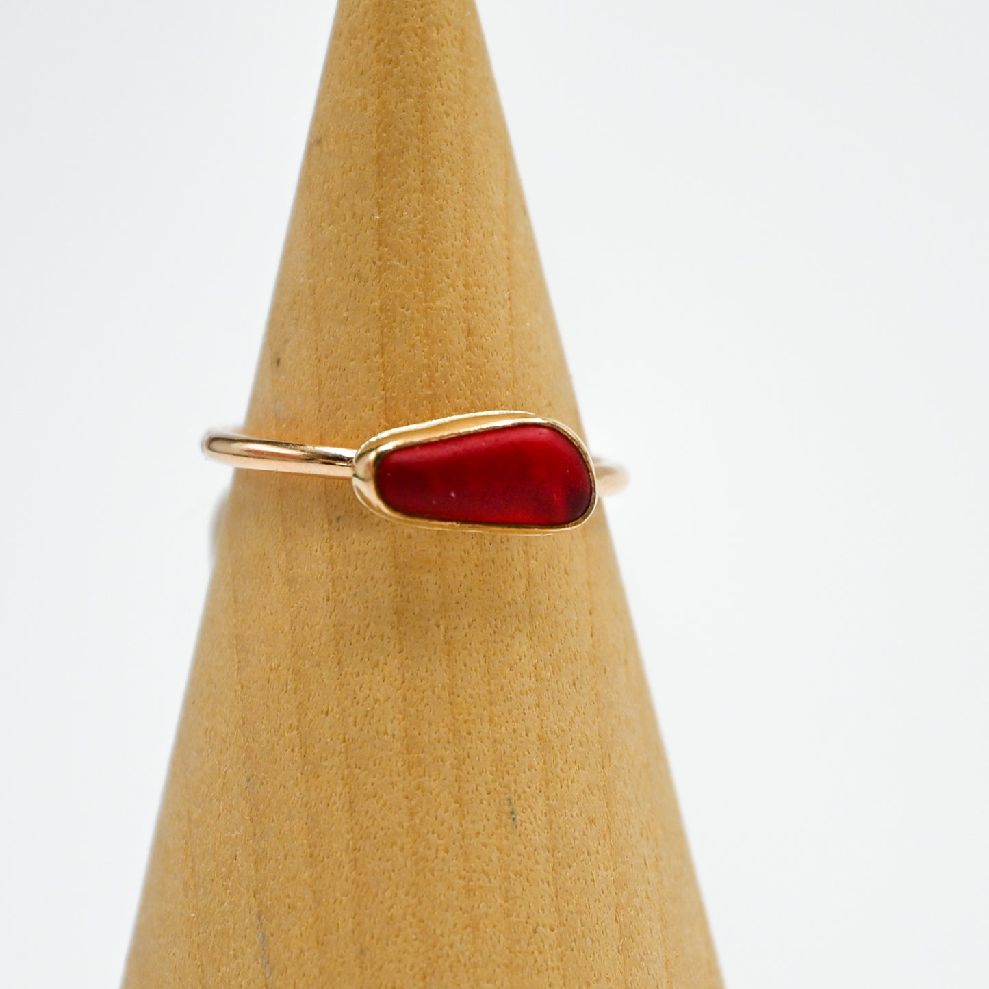 Gold fill red sea glass horizontal size 7.5