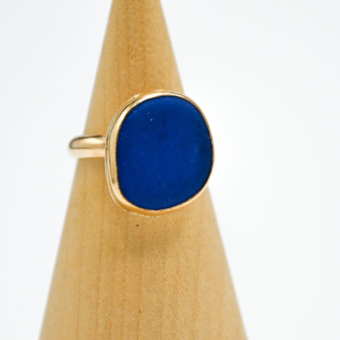 Gold fill xl cobalt sea glass size 8