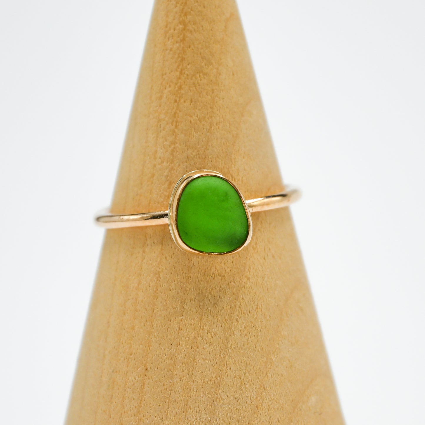 Gold fill green sea glass size 10.25