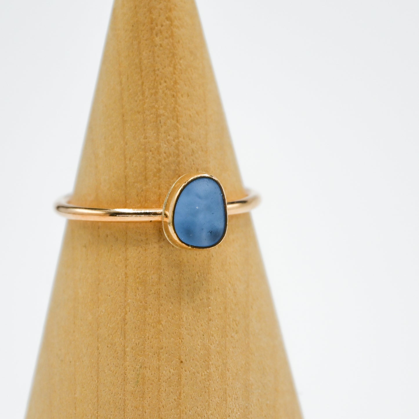 Gold fill cornflower sea glass size 10.5
