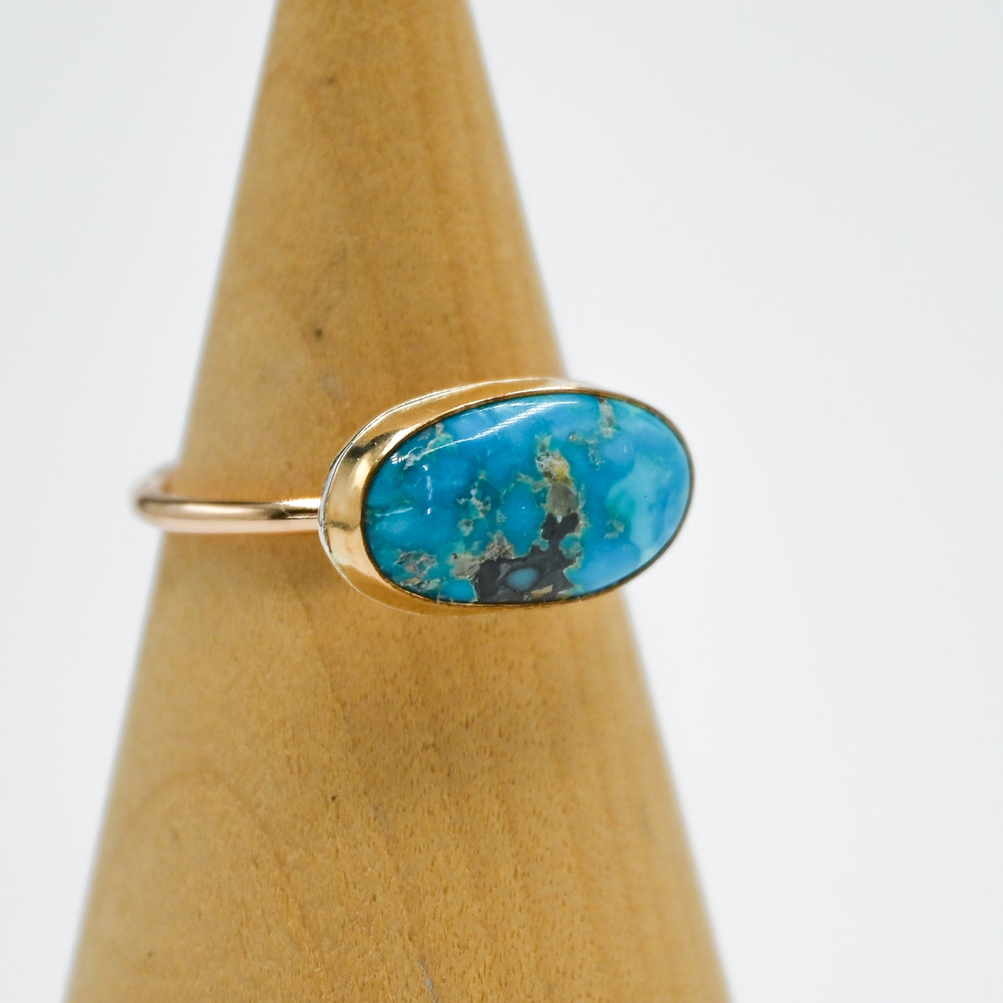 Gold fill xl horizontal kingman turquoise size 8.5