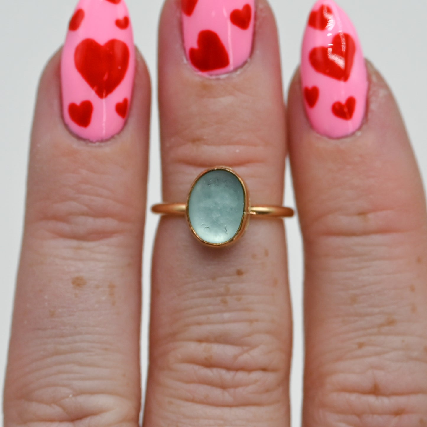 Gold fill aqua sea glass size 4